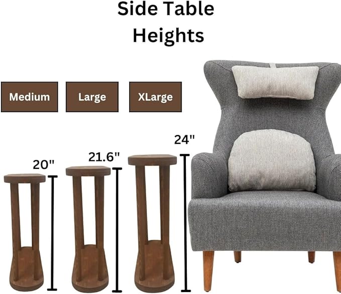 Oval Solid Wood Narrow Side Table, Slim Small Pedestal Coffee Table for Living Room, Modern Minimalist Design for Small Spaces, Recliner Drink Table (Dark Walnut, XLarge)