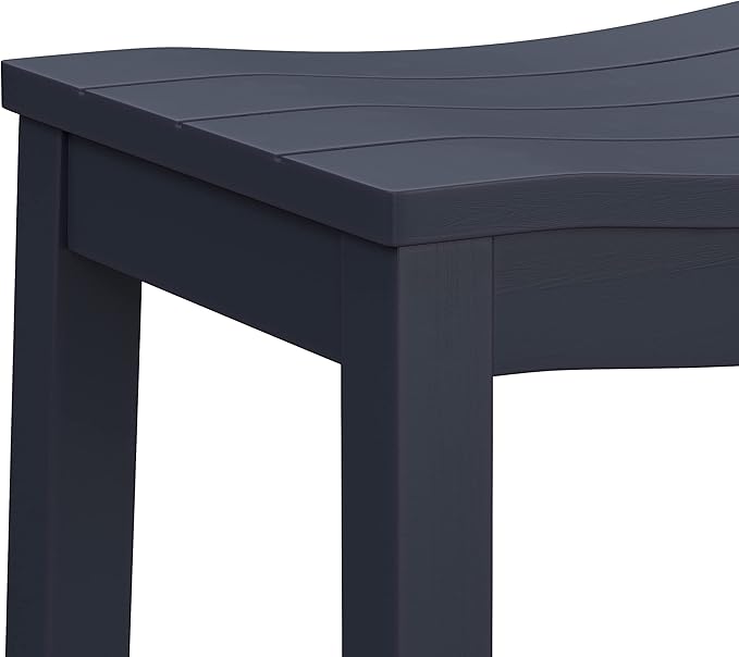 Hillsdale Fiddler Wood Backless Bar Height Stool with Saddle-Style Seat, Navy