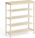 VASAGLE Shoe Rack, 5-Tier Shoe Storage Organizer for Entryway and Closet, Holds 12-16 Pairs of Shoes, 4 Fabric Shelves, Steel Frame, Modern, Natural Beige and Pearl White ULBS036K01