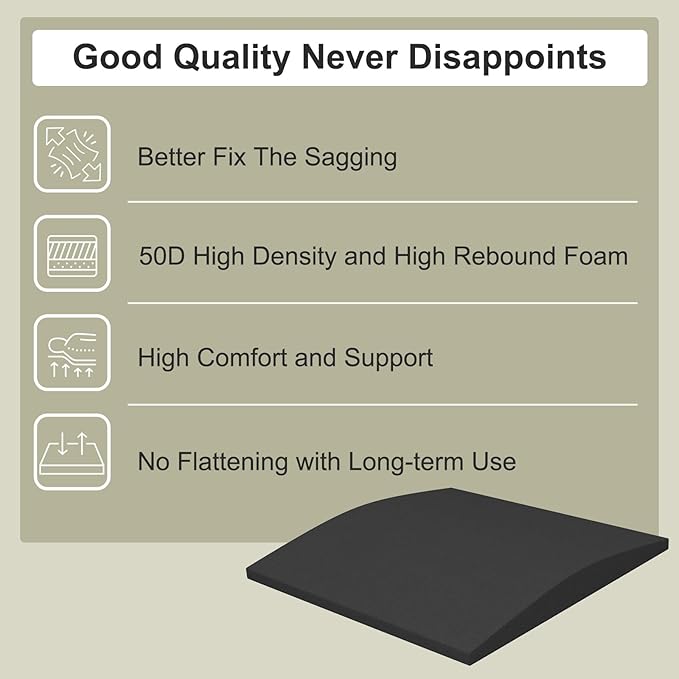 Couch Cushion Support for Sagging Seat, High-Density Curved Foam Sofa Furniture seat Couch Cushions Support Repair, 20"x20" Black Set of 2