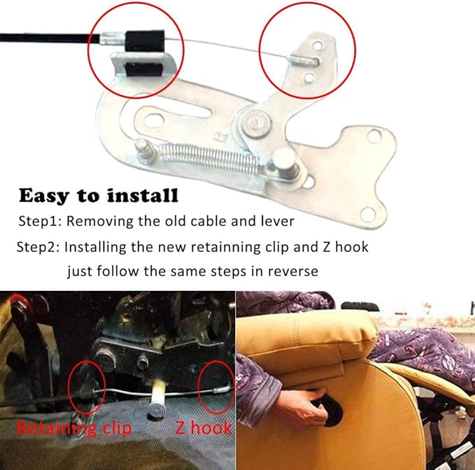 2Pcs Metal Recliner Handle Replacement Parts with Cable, Universal Sofa Chair Couch Release Lever Pull Handle, Fits Ashley and Most Recliner Sofa Brand, Exposed Cable Length 4.9"