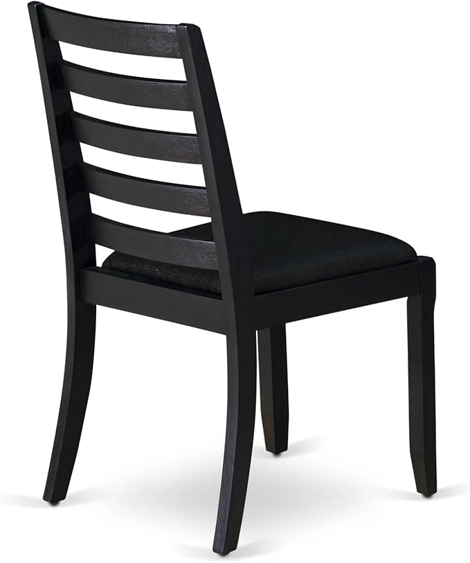 East West Furniture LGX17-BLK-24 -7 Piece Dining Set Includes a Rectangular Kitchen Table with Black Tabletop and 6 Stackable Polyester Fabric Chairs, Black