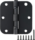 12 Pack Anti Squeak Matte Black Door Hinges 3.5 Inch 5/8" Radius Round Ball Bearing Interior 3-1/2"Flat Bifold Standard Bedroom Indoor for Doors 3 ½" Hardware Essentials House Home Decor Accessories
