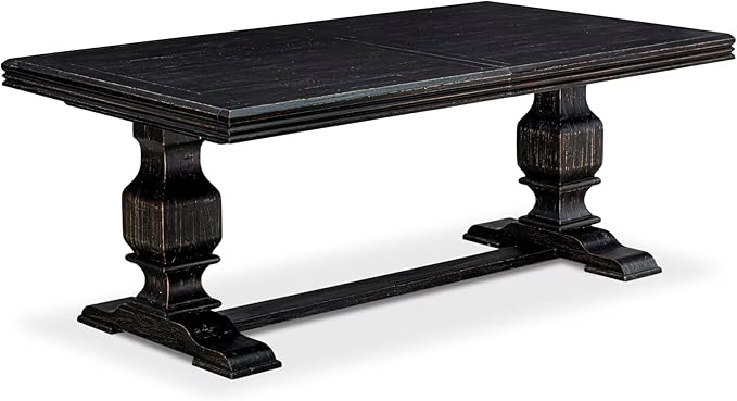 NKSI9-SBB-21-9-Piece Kitchen Table Set Consists of a Dinner Table and 8 Blue Linen Fabric Upholstered Chairs with Button Tufted Back - Sand Blasting Black Finish