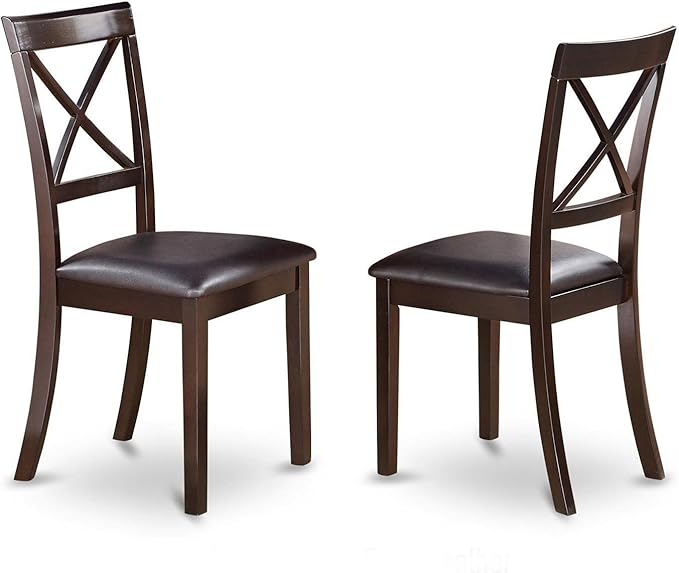 East West Furniture HLBO3-CAP-LC 3 Piece Dining Table Set for Small Spaces Contains a Round Dining Room Table with Pedestal and 2 Faux Leather Upholstered Chairs, 42x42 Inch, Cappuccino