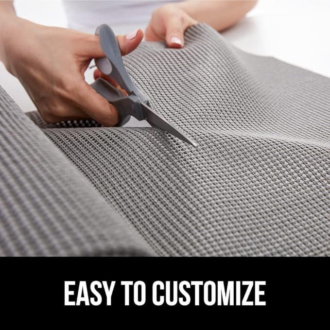 GORILLA GRIP powerGRIP Drawer Shelf and Cabinet Liner, Thick Strong Hold, Non-Adhesive Liners Protect Kitchen Cabinets and Cupboard, Bathroom Drawers, Easy Install, Breathable Mat, 24" x30', Gray