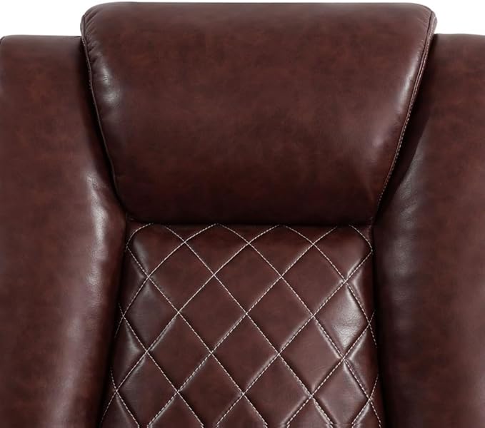 Electric Power Recliner Loveseat Set Living Room Furniture, Comfy Home Theater Breathing Leather Seating with USB 2.0 Charging Ports, LED Light Strips, Mid Console and Cupholders (Red)