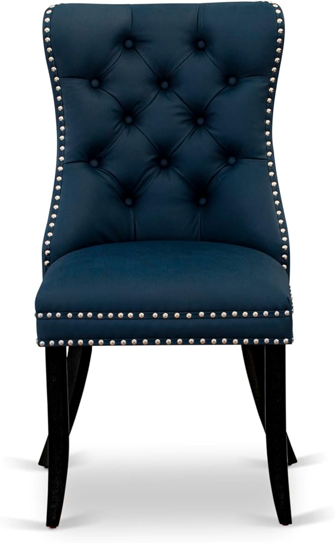 East West Furniture LGDA5-BLK-29 5 Piece Dining Set Includes a Rectangle Wooden Table with Butterfly Leaf and 4 Polyester Fabric Upholstered Chairs, 42x84 Inch, Black