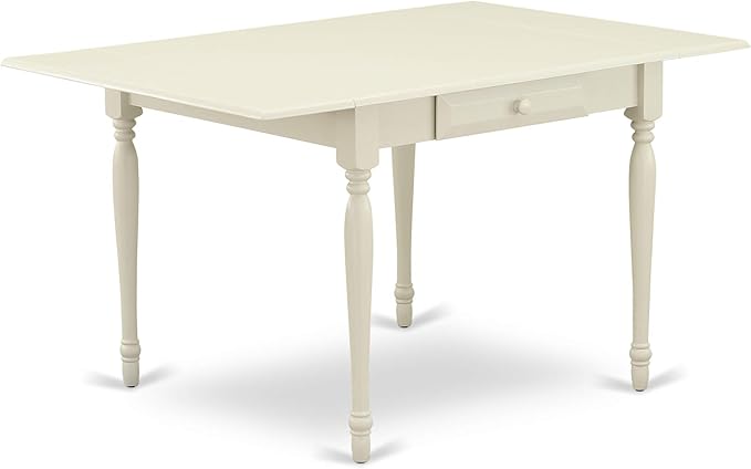 East West Furniture MZKE3-LWH-W 3 Piece Kitchen Table & Chairs Set Contains a Rectangle Dining Table with Dropleaf and 2 Dining Room Chairs, 36x54 Inch, Linen White