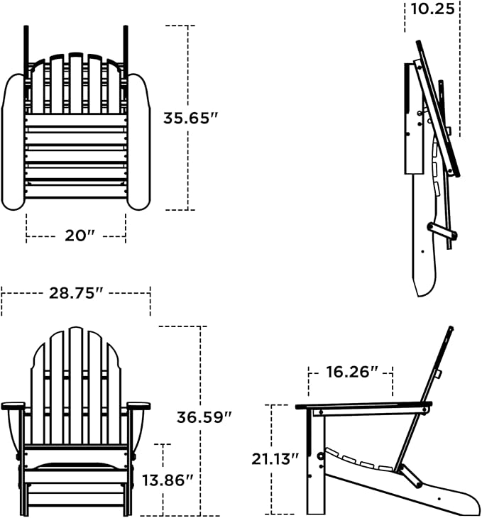 POLYWOOD AD5030MA Classic Folding Adirondack Chair, 35.00" x 29" x 35.00", Mahogany