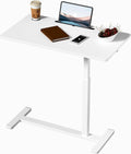 Home Office Desks Height Adjustable with 360° Moveable Hidden Wheels,Multifunctional Pneumatic Laptop Desk Suitable for Sofa、Bedside、Study and Work Use,White