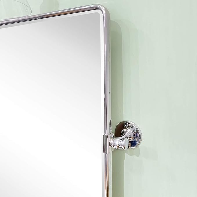 TEHOME 30x40'' Chrome Pivot Mirror Bathroom Tilt Vanity Mirror Large 40x30'' Polished Nickel Metal Framed Rectangle Tilting Beveled Vanity Mirrors for Wall, Vertical