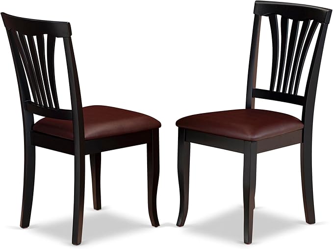 East West Furniture DLAV3-BCH-LC 3 Piece Modern Dining Table Set Contains a Round Wooden Table with Dropleaf and 2 Faux Leather Kitchen Dining Chairs, 42x42 Inch, Black & Cherry