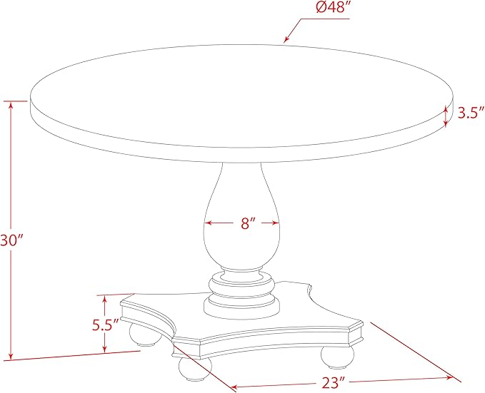 East West Furniture I2MZ7-748 7 Piece Modern Dining Table Set Consist of a Round Wooden Table with Pedestal and 6 Coffee Linen Fabric Upholstered Chairs, 48x48 Inch, Distressed Jacobean