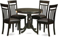 East West Furniture ANCA5-CAP-LC 5 Piece Dinette Set for 4 Includes a Round Kitchen Table with Pedestal and 4 Faux Leather Upholstered Dining Chairs, 36x36 Inch, Cappuccino
