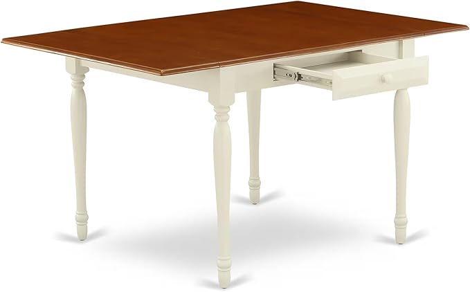 East West Furniture MZCL3-WHI-W 3 Piece Dining Room Table Set Contains a Rectangle Kitchen Table with Dropleaf and 2 Dining Chairs, 36x54 Inch, Buttermilk & Cherry
