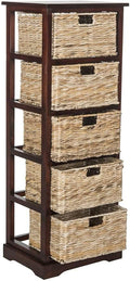 SAFAVIEH Home Collection Vedette Cherry 5-Drawer Wicker Basket Storage Tower (Fully Assembled)