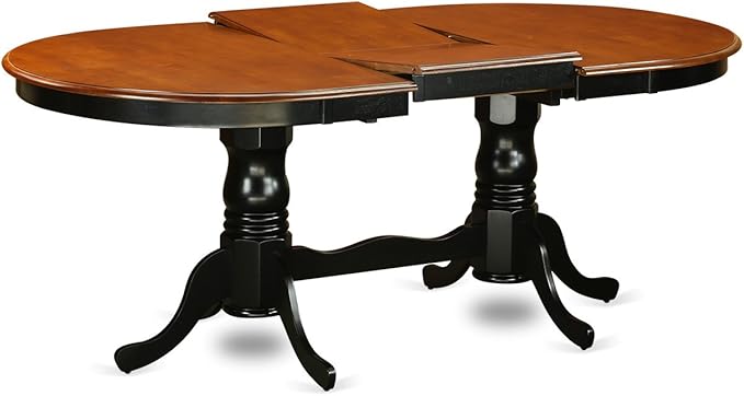 East West Furniture PLNI7-BCH-W 7 Piece Dining Set Consist of an Oval Dining Room Table with Butterfly Leaf and 6 Wood Seat Chairs, 42x78 Inch, Black & Cherry