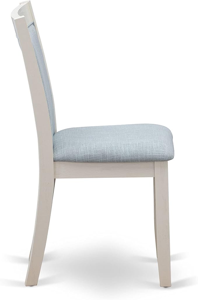 East West Furniture X027MZ015-5 5 Piece Kitchen Table & Chairs Set Includes a Rectangle Dining Table with X-Legs and 4 Baby Blue Linen Fabric Parson Chairs, 40x72 Inch, Multi-Color