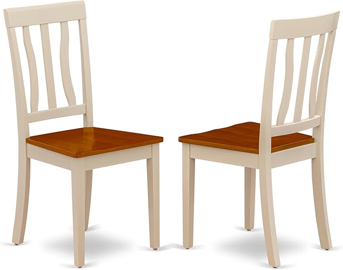 East West Furniture DOAN7-WHI-W 7 Piece Kitchen Table Set Consist of a Rectangle Dining Table with Butterfly Leaf and 6 Dining Room Chairs, 42x78 Inch, Buttermilk & Cherry