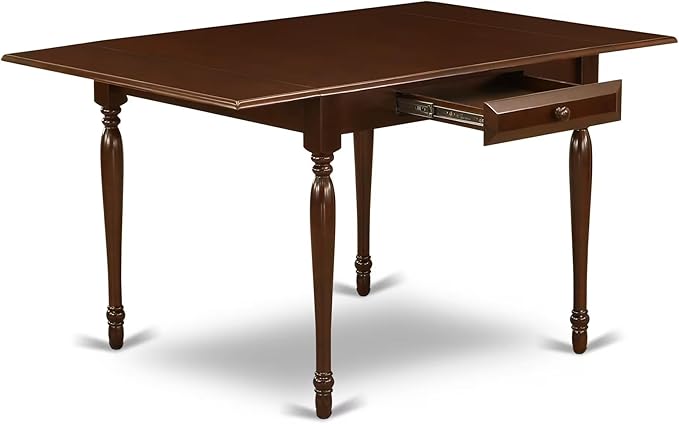 East West Furniture MZDA3-MAH-C 3 Piece Kitchen Table Set for Small Spaces Contains a Rectangle Dining Table with Dropleaf and 2 Linen Fabric Upholstered Chairs, 36x54 Inch, Mahogany