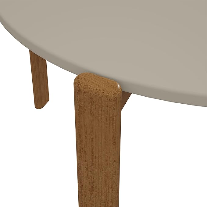 Manhattan Comfort Gales 46-Inch Mid Century Modern Round Dining Table for 2-4 Person, Minimalist Home Furniture with Solid Eucalyptus Wood Legs, Off White