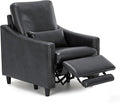 COLAMY Pushback Electric Recliner Chair, Premium Leather Upholstery with Adjustable Angles, Extra Lumbar Pillow, Built-in Charging Port, Business-Casual Style for Living Room（Black