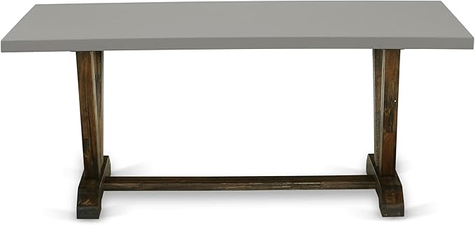 East West Furniture V797FO749-9 9 Piece Dining Room Set Includes a Rectangle Kitchen Table with V-Legs and 8 Black Faux Leather Upholstered Parson Chairs, 40x72 Inch, Multi-Color