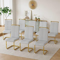 Dining Chairs Set of 8, Faux Leather with Plated Chrome Metal Frame, Modern Kitchen Chairs with Padded Seat High Back for Dining Room, Kitchen, Living Room
