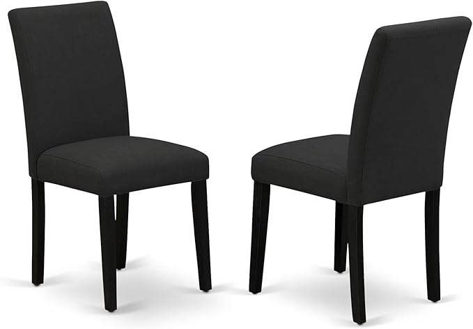 East West Furniture V627AB624-7 7 Piece Modern Dining Table Set Consist of a Rectangle Wooden Table with V-Legs and 6 Black Color Linen Fabric Parsons Dining Chairs, 40x72 Inch, Multi-Color