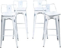 26 Inch Swivel Bar Stools Set of 4 with Backs Counter Height Industrial Metal Barstools Island Bar Chairs for Home Kitchen Dining Room (Swivel 26 inch, Distressed White Wooden)