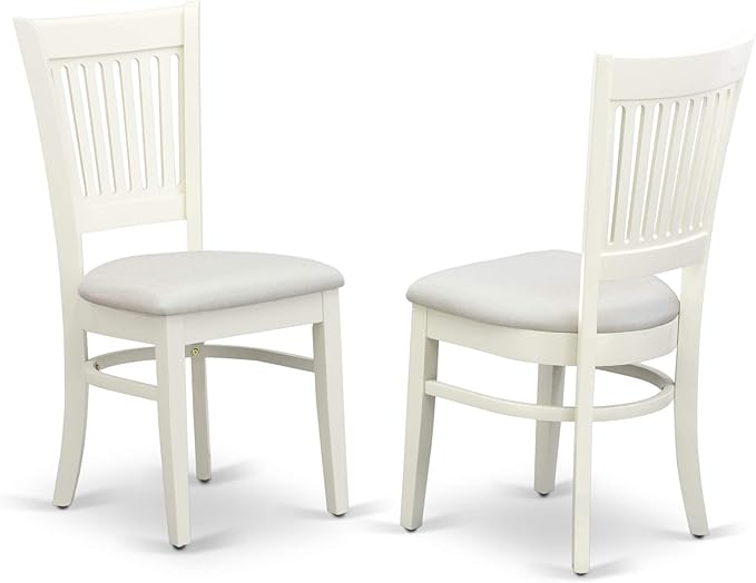 East West Furniture NDVA3-LWH-C 3 Piece Kitchen Table & Chairs Set Contains a Rectangle Dining Room Table with Dropleaf and 2 Linen Fabric Upholstered Chairs, 30x48 Inch, Linen White