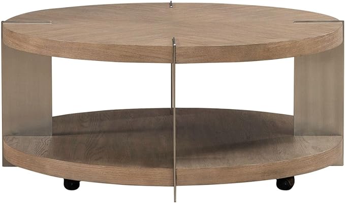 Liberty Furniture Harlow Living Room Round Cocktail Table - Sandstone & Satin Nickel
