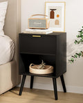 Nightstand, Small Side Table, Bedside Table with Drawer, Modern Night Stand, End Table for Bedroom, Living Room (Black Stripe)