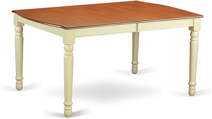 East West Furniture DODA7-BMK-W 7 Piece Dining Table Set Consist of a Rectangle Dinner Table with Butterfly Leaf and 6 Dining Room Chairs, 42x78 Inch, Buttermilk & Cherry