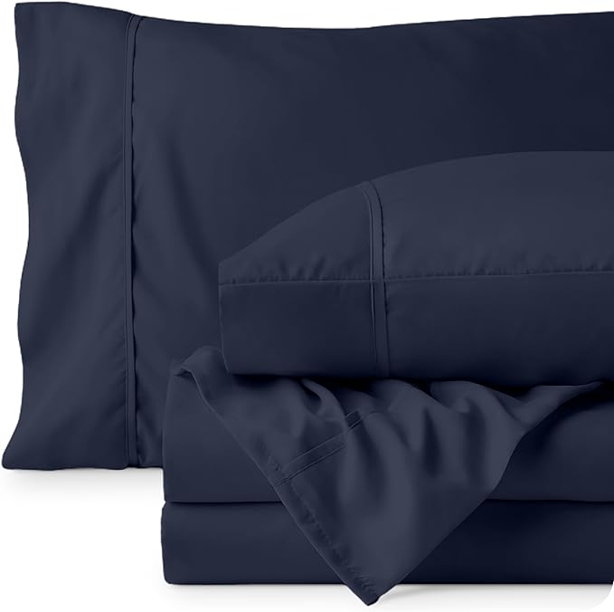 Bare Home Twin Sheet Set - 1800 Ultra-Soft Microfiber Twin Bed Sheets - Double Brushed - Deep Pockets - Easy Fit - Extra Soft - 3 Piece Set - Bedding Sheets & Pillowcases (Twin, Midnight Blue)