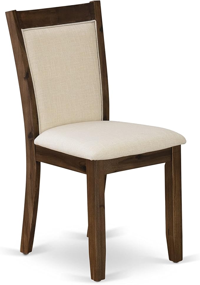 East West Furniture X797MZN32-6 6 Piece Dining Set Contains a Rectangle Dining Room Table with X-Legs and 4 Light Beige Linen Fabric Upholstered Chairs with a Bench, 40x72 Inch, Multi-Color