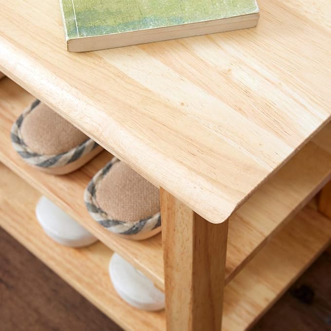 XKZG Storage Bench Wooden Shoe Rack Bench Simple Style Wood Entryway Bench (Natural,23.6")