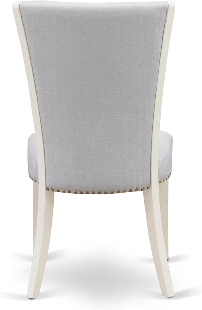 East West Furniture V027VE005-9 9 Piece Kitchen Table Set Includes a Rectangle Dining Table with V-Legs and 8 Grey Linen Fabric Parsons Dining Chairs, 40x72 Inch, Multi-Color