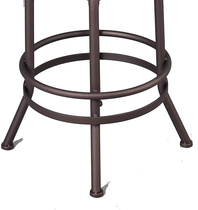 Diwhy Industrial Bar Stool-26-32 Inch Adjustable Swivel Metal PU Leather Seat Stool Bar Height Bar Stool with Footrest-for Kitchen, Dining Side Chair, Pub, Bistro, Set of 2, Copper