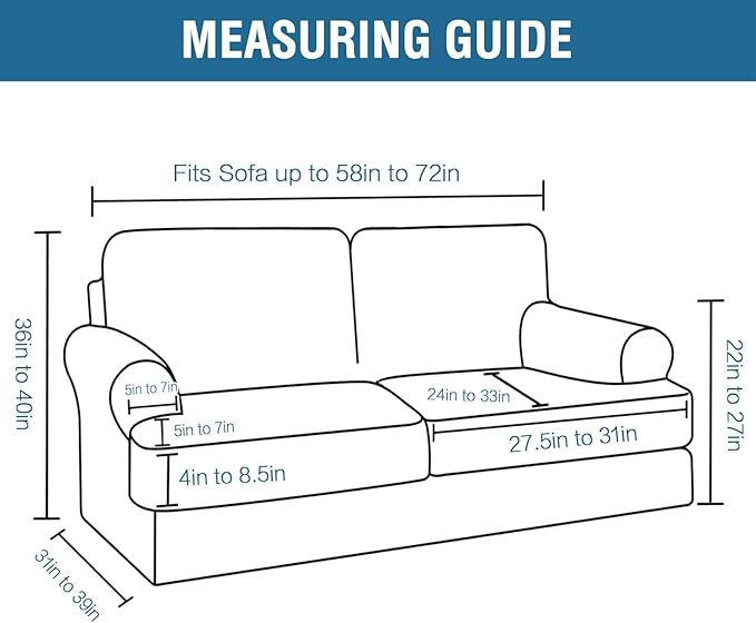 H.VERSAILTEX Sofa Cover 3 Piece T Cushion Loveseat Slipcovers Thick Velvet Couch Cover Stretch T Cushion Sofa Covers for 2 Cushion Couch with 2 Individual T Cushion Covers, French Oak