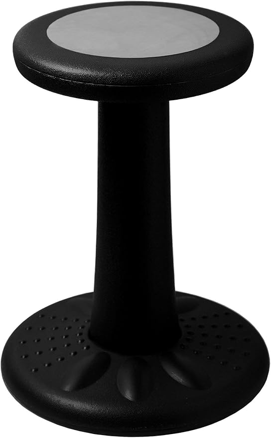 ActiveChairs Kids Wobble Chair, Flexible Elementary Classroom Seating, Improves Focus, Posture and Helps ADHD/ADD, Sensory Chair, Active Fidget Chairs, Pre-Teen 17.75" Stool, Ages 7-12, Black