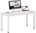DlandHome 47 inches Medium Computer Desk, Home Composite Wood Board Desk, Decent and Steady Home Office School Desk/Workstation/Table, BS1-120WW White and White Legs, 1 Pack