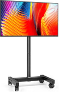 AX WABER Mobile TV Floor Stand for 13-50 inch LCD LED Flat/Curved Panel Screen TVs up to 77 lbs, Height Adjustable TV Stand Mount with VESA 200x200, Portable TV Stand with Tilt Function AX1007TBM