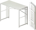 Folding Desk 40 inch Writing Gaming Computer Camping Table, No Assembly Required Home Office Desk, White