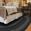 Homespice Jet Black Oval Woven Rug 5x8' – Primitive Braided Area Rugs for Dining Room and Living Room