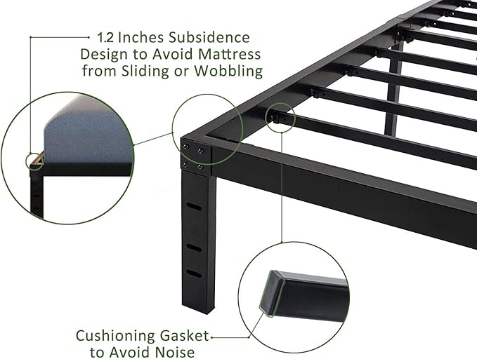 45MinST 18 Inch Platform Bed Frame/Easy Assembly Mattress Foundation / 3000lbs Heavy Duty Steel Slat/Noise Free/No Box Spring Needed,King