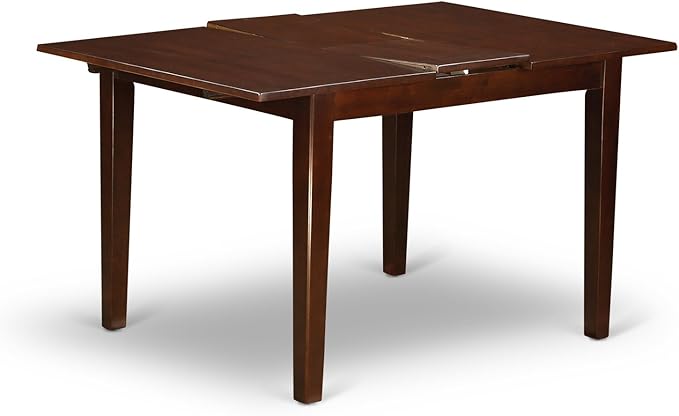 East West Furniture NOBR3-MAH-04 3 Piece Dining Room Table Set Contains a Rectangle Kitchen Table with Butterfly Leaf and 2 Light Tan Linen Fabric Parson Chairs, 32x54 Inch, Mahogany