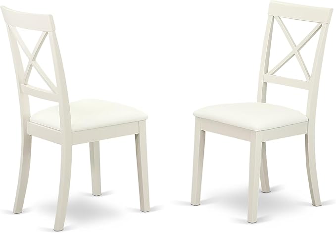 East West Furniture VABO7-LWH-LC 7 Piece Dining Table Set Consist of an Oval Dinner Table with Butterfly Leaf and 6 Faux Leather Dining Room Chairs, 40x76 Inch, Linen White