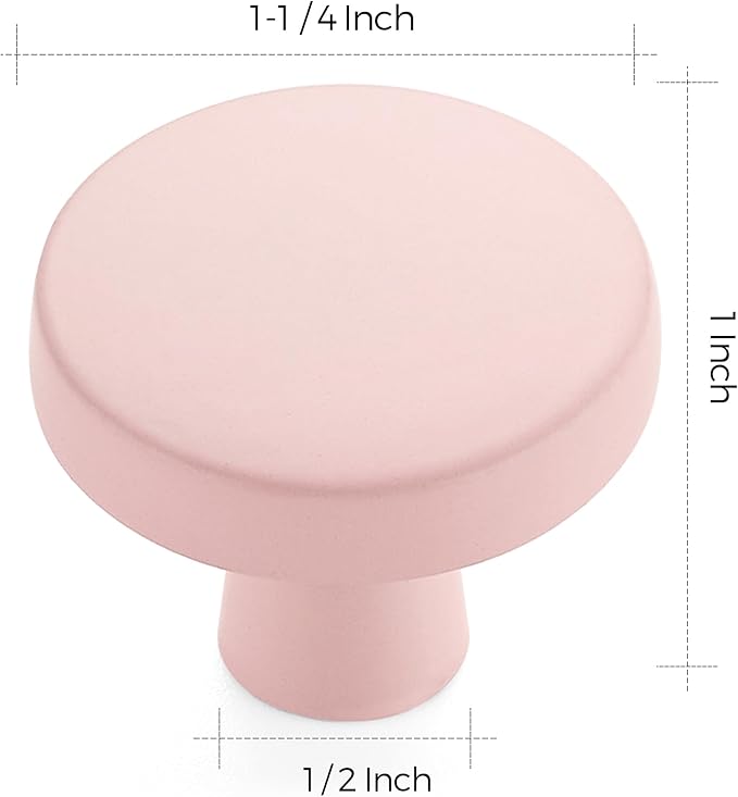 Ravinte 10 Pack Drawer Pulls 1-1/4 Inch Pink Kitchen Cabinet Knobs Solid Round Dresser Handles for Simple Cupboard Hardware